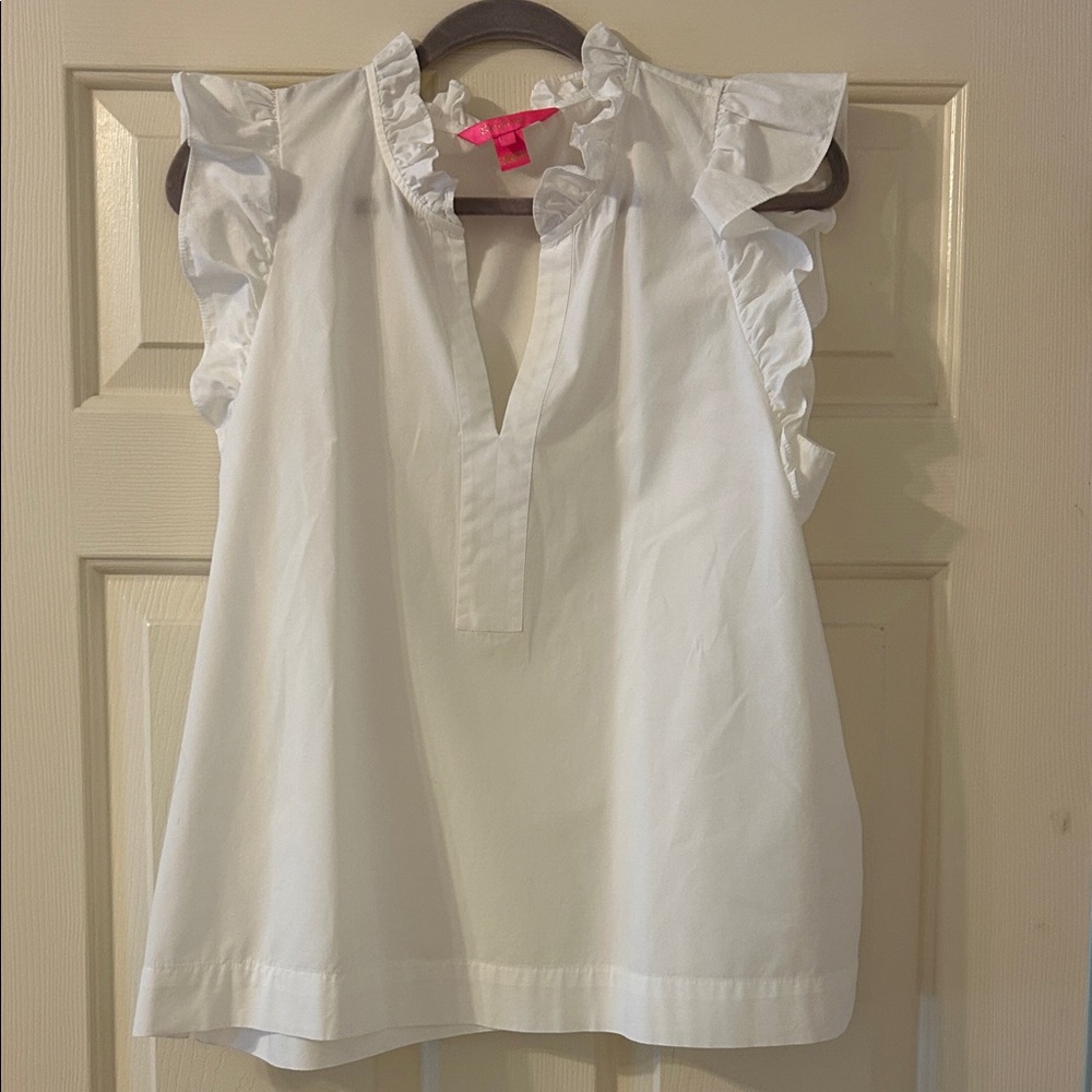 Lilly Pulitzer White Ruffle Blouse
